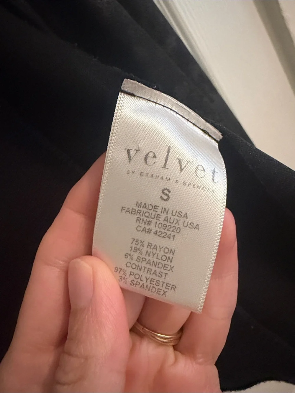 Velvet by Graham & Spencer approximate measurements